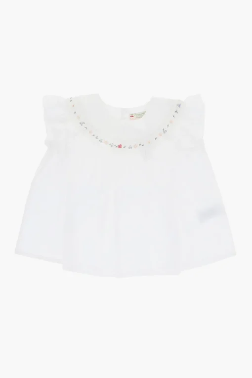 Blusa in Cotone con Pieghe>Bonpoint New