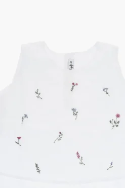Hot Blusa In Cotone con Ricamo Florale Abbigliamento