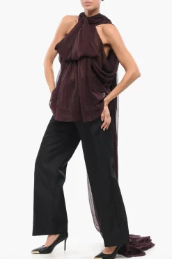 Blusa in Crepe di Seta con Collo Lavallière>Saint Laurent Fashion