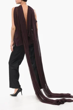 Blusa in Crepe di Seta con Collo Lavallière>Saint Laurent Fashion
