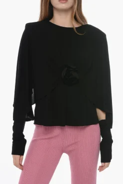 Blusa in Jersey di Crepe con Maniche a Pipistrello>Saint Laurent Sale