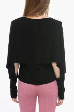 Blusa in Jersey di Crepe con Maniche a Pipistrello>Saint Laurent Sale