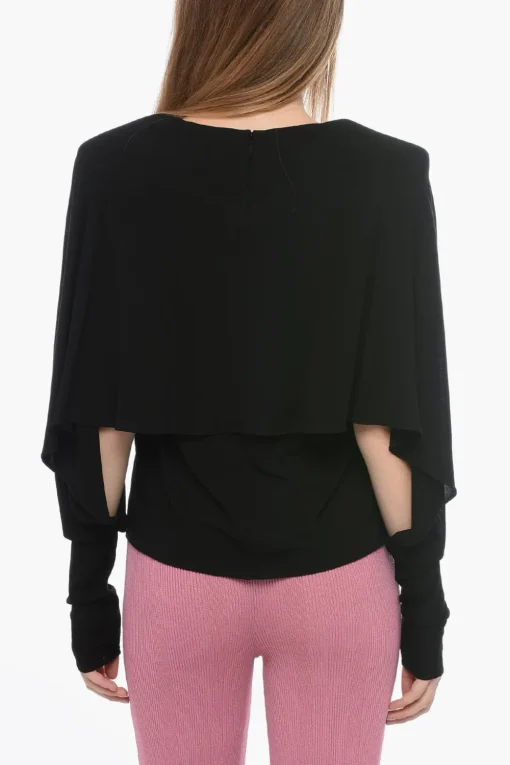 Blusa in Jersey di Crepe con Maniche a Pipistrello>Saint Laurent Sale