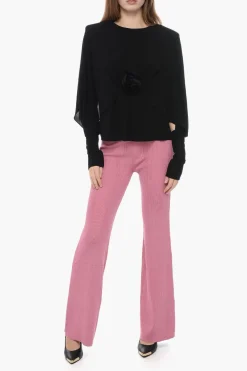 Blusa in Jersey di Crepe con Maniche a Pipistrello></noscript>Saint Laurent Sale