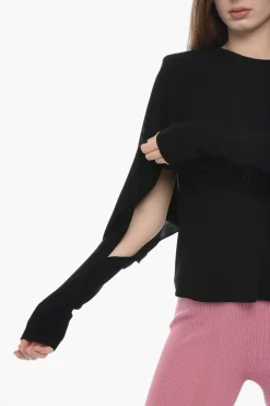 Blusa in Jersey di Crepe con Maniche a Pipistrello></noscript>Saint Laurent Sale