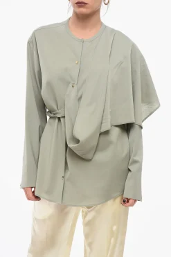 Blusa In Misto Lana Con Drappeggio Removibile>Le 17 Septembre Online