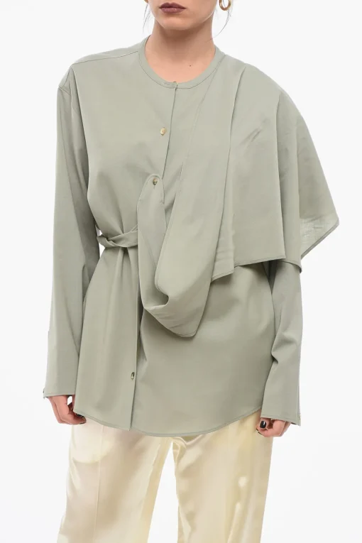 Blusa In Misto Lana Con Drappeggio Removibile>Le 17 Septembre Online