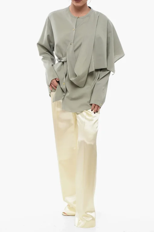 Blusa In Misto Lana Con Drappeggio Removibile>Le 17 Septembre Online