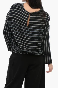 Sale Blusa in Misto Lino VARSITY con Motivo a Righe Balanced Donna Camicie