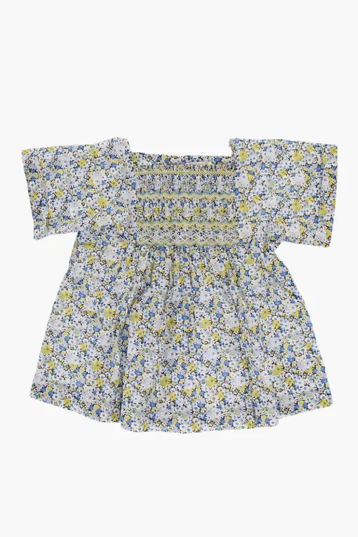 Outlet Blusa in Motivo Floreale con Drappeggio Abbigliamento