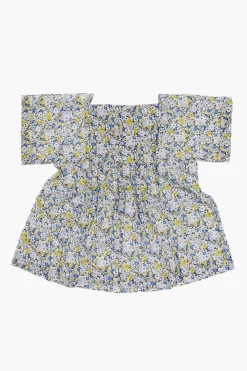 Outlet Blusa in Motivo Floreale con Drappeggio Abbigliamento