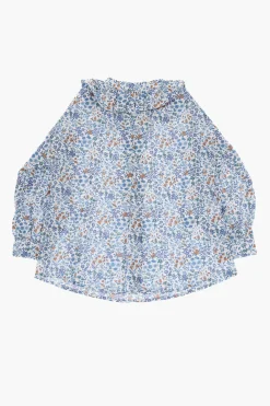 Blusa in Motivo Floreale con Volant sul Collo></noscript>il gufo Fashion