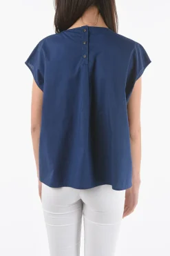 Blusa in Popeline di Cotone a Manica Corta>Woolrich Clearance