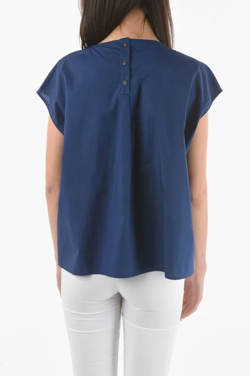 Blusa in Popeline di Cotone a Manica Corta>Woolrich Clearance