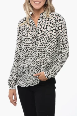 Fashion Blusa in Seta con Fantasia Floreale Donna Camicie