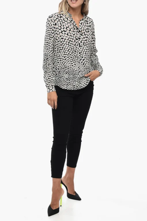 Fashion Blusa in Seta con Fantasia Floreale Donna Camicie