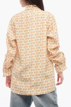 Blusa in Seta con Motivo Dorato>Burberry New