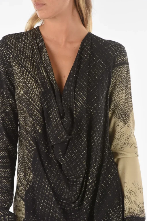 Blusa IOTA a Fantasia Astratta con Drappeggio>Ixos Outlet