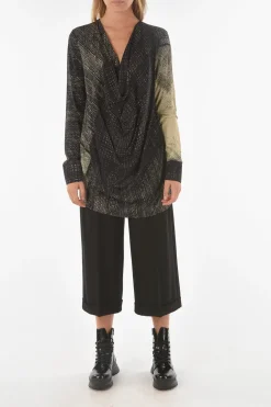 Blusa IOTA a Fantasia Astratta con Drappeggio></noscript>Ixos Outlet