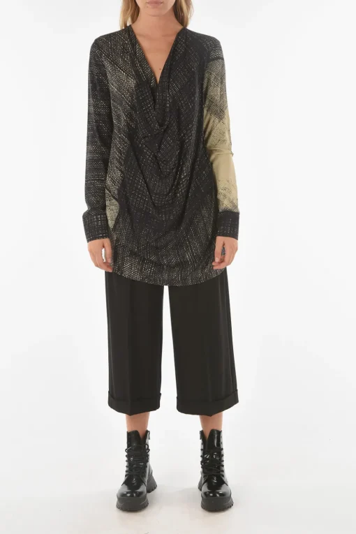 Blusa IOTA a Fantasia Astratta con Drappeggio>Ixos Outlet