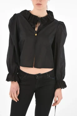 blusa IRIS crop con dettagli sangallo>Aurore Van Milhem Online