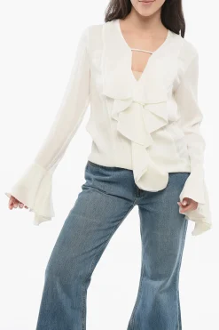 Blusa Logata in Seta con Ruches>Givenchy Best