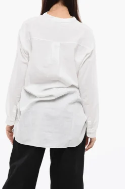 Blusa Lunga in Misto Lino con Collo Coreano>Woolrich New
