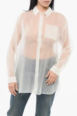 Clearance Blusa Over Asimmetrica in Seta Donna Camicie