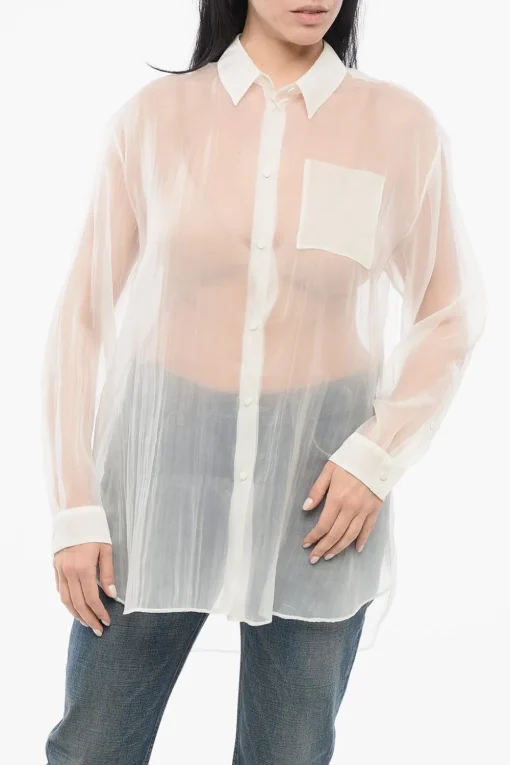 Clearance Blusa Over Asimmetrica in Seta Donna Camicie