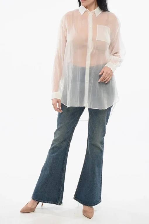 Clearance Blusa Over Asimmetrica in Seta Donna Camicie