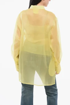 Blusa Over Asimmetrica in Seta>Super Blond Clearance
