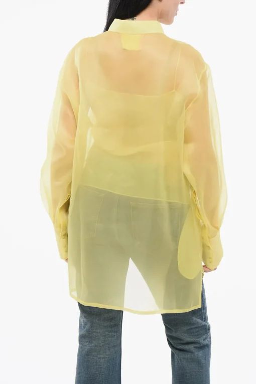 Blusa Over Asimmetrica in Seta>Super Blond Clearance
