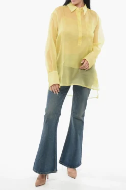 Blusa Over Asimmetrica in Seta></noscript>Super Blond Clearance