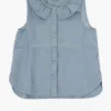 Discount Blusa Senza Maniche in Lino con Volant Abbigliamento
