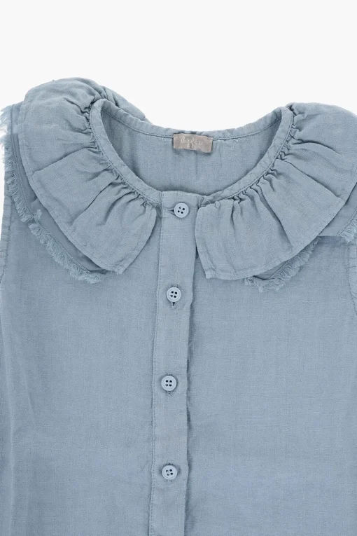 Discount Blusa Senza Maniche in Lino con Volant Abbigliamento