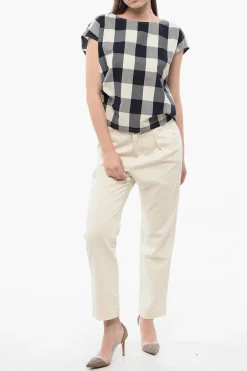Blusa Smanicata in Cotone Gingham con Coulisse sul Fondo></noscript>Woolrich Outlet
