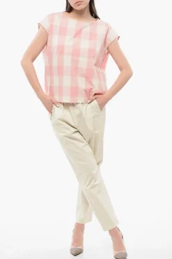 Blusa Smanicata in Cotone Gingham con Coulisse sul Fondo></noscript>Woolrich Online