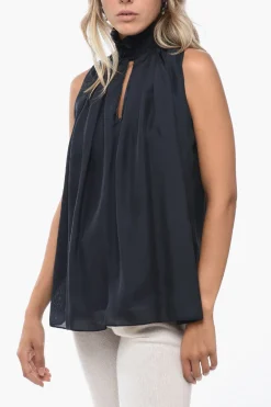 Blusa Smanicata in Seta con Dettaglio Cut-out>Fabiana Filippi Hot