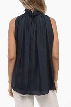 Blusa Smanicata in Seta con Dettaglio Cut-out>Fabiana Filippi Hot