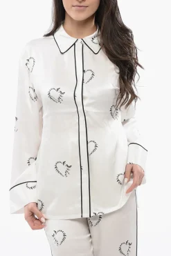 Blusa SOFI In Satin Stampata con Abbottonatura Nascosta>AllSaints Hot