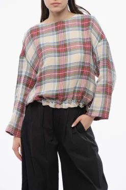 New Blusa SUMMER VARSITY in Misto Lino a Quadri Donna Camicie