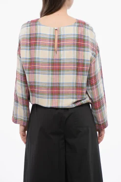 New Blusa SUMMER VARSITY in Misto Lino a Quadri Donna Camicie