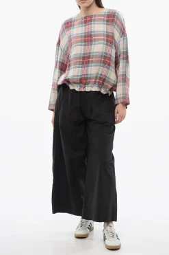 New Blusa SUMMER VARSITY in Misto Lino a Quadri Donna Camicie