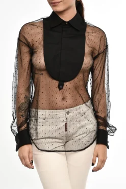 Blusa Trasparente con Strass>Dsquared2 Discount