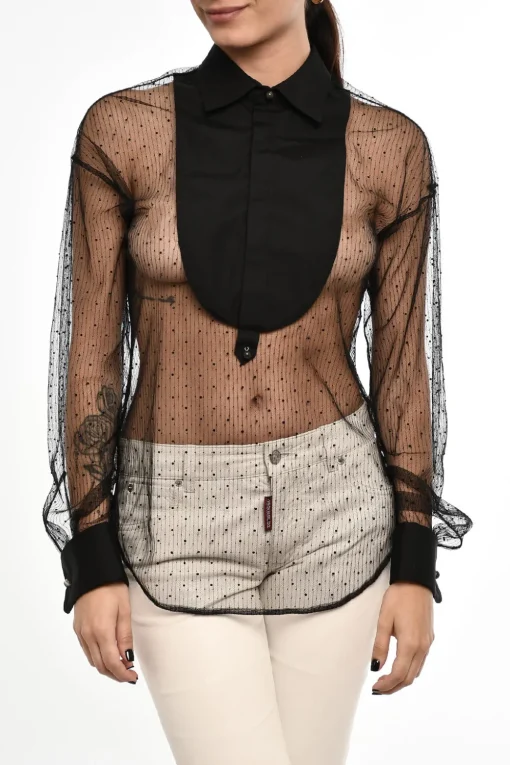 Blusa Trasparente con Strass>Dsquared2 Discount