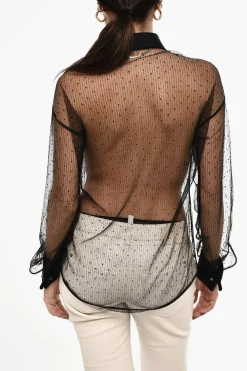 Blusa Trasparente con Strass>Dsquared2 Discount