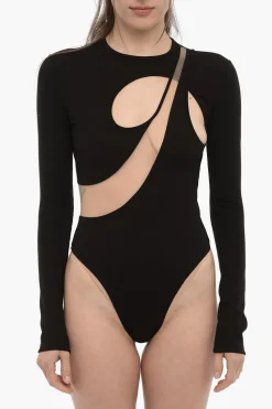 Body a Manica Lunga con Dettaglio in Mesh e Cut-Out>David Koma Outlet