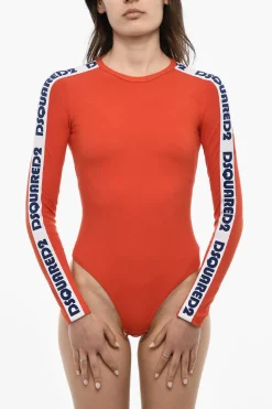 Online Body a Maniche Lunghe con Bande Logate Donna T-Shirts E Tops