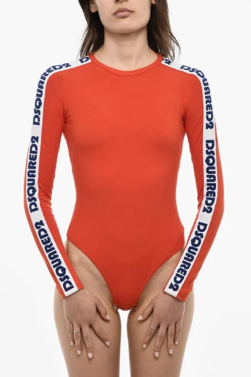Online Body a Maniche Lunghe con Bande Logate Donna T-Shirts E Tops