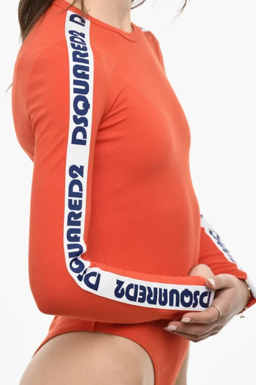 Online Body a Maniche Lunghe con Bande Logate Donna T-Shirts E Tops